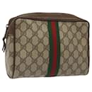 GUCCI GG Supreme Web Sherry Line Clutch Bag PVC Beige 156 01 012 Auth EC317 - Gucci