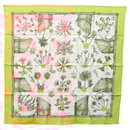 HERMES Carre 90 Scarf ""Herbier de Gavarnie"" Silk Yellow White Auth am7977 - Hermès