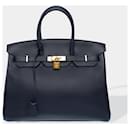 HERMES Birkin 35 Bag in Blue Leather - 102577 - Hermès