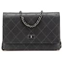 Chanel Gray Reissue 2.55 Stitched Calfskin Wallet on Chain