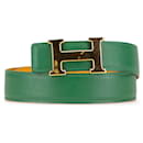 Hermès Green Courchevel Constance H Reversible Belt
