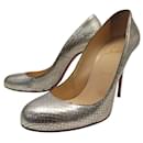CHRISTIAN LOUBOUTIN SIMPLE PUMP 39.5 SILVER PYTHON BOX SHOES - Christian Louboutin