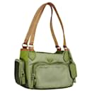 PRADA Hand Bag Canvas Beige Gold Auth EC435 - Prada