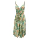 Ulla Johnson Beige / Green Valentina Calcite Print Tie-Dye Midi Dress