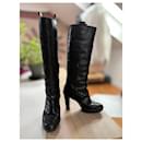 Stunning black leather high-heeled boots by Tod's - Autre Marque