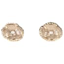 Chanel Classic CC Logo Camellia Pearl Earrings in Gold Metal