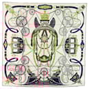 Hermès White Stately Wheels Silk Scarf