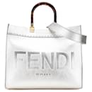 Fendi Silver Medium Metallic Leather Sunshine Shopper Tote