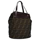FENDI Zucca Canvas Hand Bag Brown Black Auth ti2811 - Fendi