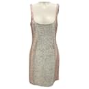St. John Ivory / Rose Gold / Silver Metallic 2022 Sequined Sleeveless Knit Cocktail Dress - Autre Marque