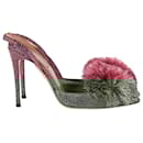  Aquazzura Pom-Pom Detail Slingback Pumps in Pink Glitter