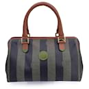 Vintage Pequin Striped Canvas Small Boston Bag Brown - Fendi