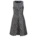 Michael Kors Floral Printed Midi Dress in Navy Blue Polyester