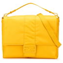 Fendi Yellow Large Econyl Nylon Baguette Satchel