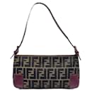 Sac à bandoulière en cuir bordeaux Fendi Baguette Zucca Zucchino