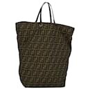 FENDI Zucca Canvas Hand Bag Brown Black Auth th5711 - Fendi