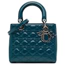 Dior Blue Medium Patent Cannage Lady Dior
