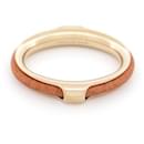 NEUF ANNEAU DE FOULARD HERMES KYOTO GM METAL DORE CUIR GOLD SCARF RING - Hermès