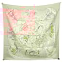 RARE FOULARD HERMES LES TRIPLES NICOLE LAMBERT 2004 CARRE 90 CM SOIE ROSE SCARF - Hermès