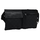 GUCCI GG Canvas Waist bag Black Silver 28566 Auth hk2128 - Gucci