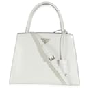 Prada White Spazzolato Trapeze Logo Plaque Tote