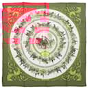 Hermès Carré 90 "LA PROMENADE DE LONGCHAMPS" 100% Silk Scarf in Red