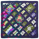 Hermès Carré 90 "PAVOIS" 100% Silk Scarf in Navy Blue