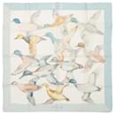 Hermès Carré 90 "Sauvagine en Vol" 100% Silk Scarf in Blue