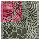 Hermès Carré 90 "PELAGES ET CAMOUFLAGE" 100% Silk Scarf in Burgundy x Pink