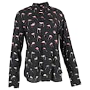Saint Laurent Flamingo Print Shirt in Black Viscose