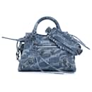 Balenciaga Blue Denim BB Monogram Neo Cagole XS