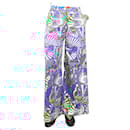 Blue and red all-over printed wide-leg trousers - size M - Autre Marque
