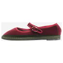 Dark red velvet Mary Jane flat shoes - size EU 38 - Autre Marque