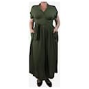 Olive green midi wrap dress - size UK 14 - Autre Marque