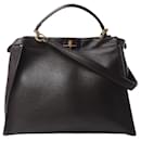 Fendi Peekaboo Large Leather 2way Handbag in Brown 8BN210