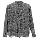  Saint Laurent Music Note Printed Shirt in Black Silk