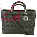 Christian Dior Lambskin Cannage Large Red Lady Dior Shoulder Bag