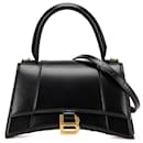 Balenciaga Black Small Leather Hourglass Top Handle Bag