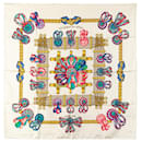 Hermès White Les Rubans du Cheval Silk Scarf
