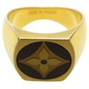 LOUIS VUITTON MONOGRAM LOSAGE SIGNET RING T62 IN STERLING SILVER VERMEIL - Louis Vuitton