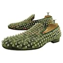 CHRISTIAN LOUBOUTIN DANDY SPIKE LOAFERS 40.5 CAMOUFLAGE CANVAS - Christian Louboutin