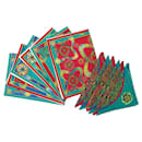 LOT 6 NAPKINS + 6 PLACE MATS HERMES FIREWORKS RED COTTON - Hermès