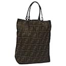 FENDI Zucca Canvas Hand Bag Brown Black Auth EC574 - Fendi