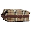 Burberrys Nova Check Clutch Bag PVC Leather Beige Auth BD815 - Autre Marque