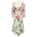 LoveShackFancy White / Pink Rose Print Midi Dress - Autre Marque