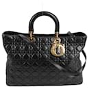 Christian Dior Lady Dior Large Cannage Leather 2Way Handbag in Black