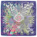 Hermès Carré  90 "Point D'ORGUE Fermata" 100% Silk Scarf in Blue