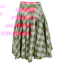Molly Goddard Henri Pleated Tartan Midi Skirt in Pink Cotton - Autre Marque