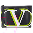 Valentino V Logo Leather Clutch Bag - Valentino Garavani