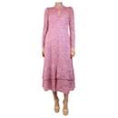 Lilac and red floral lace-blend midi dress - size UK 10 - Autre Marque